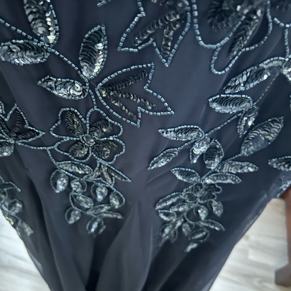 NWT Adrianna Papell Beaded long gown color Twilight - Picture 3 of 4